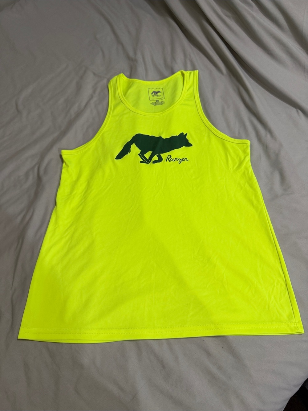 Neon Yellow Women's Tank Top with Fox Graphic -
